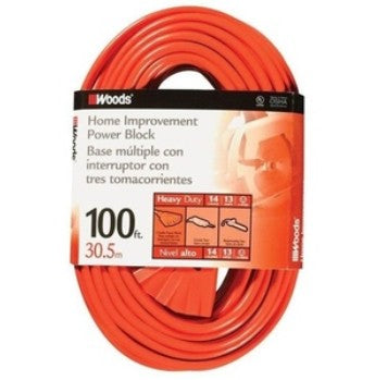 WOODS 3-Outlet 14/3 Extension Cord