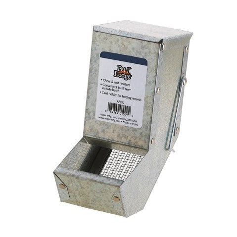 RABBIT METAL FEEDER WITH LID AND SIFTER BOTTOM