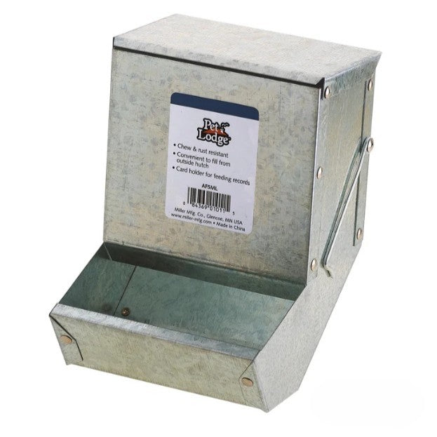 RABBIT METAL FEEDER WITH LID AND SOLID BOTTOM