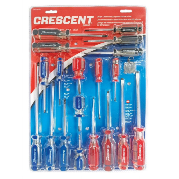 Crescent 20 Piece Torx/Phillips/Slotted Acetate Screwdriver Set