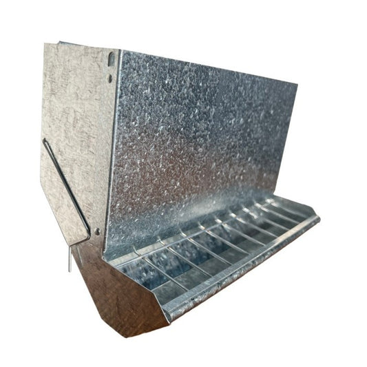 Galvanized Poultry & Quail Feeder with Flip Top Lid - 11.5"