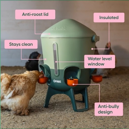 Omlet Insulated Stay Clean Chicken Waterer 3 gal - Sage