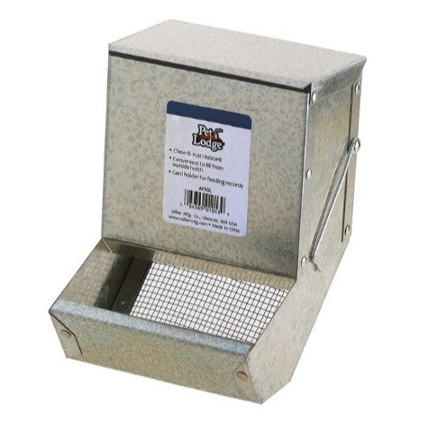 RABBIT METAL FEEDER WITH LID AND SIFTER BOTTOM