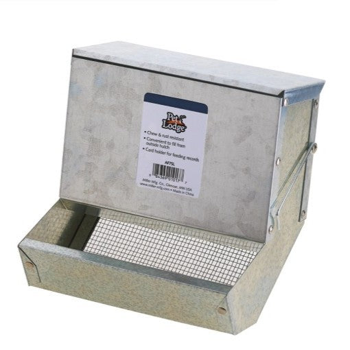RABBIT METAL FEEDER WITH LID AND SIFTER BOTTOM