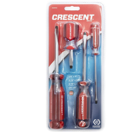 Crescent 4 Piece Slotted Screwdriver Set